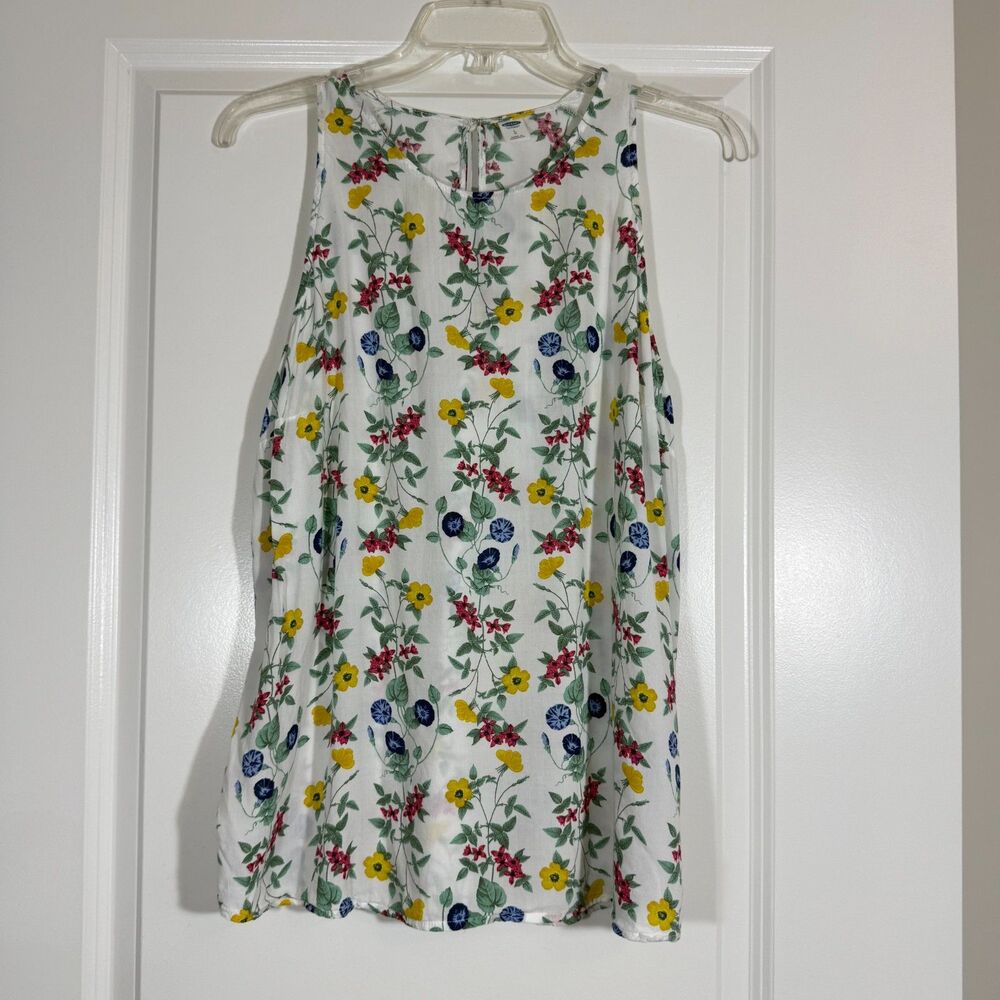 Old Navy Floral Swing Tank Keyhole Back Sz L